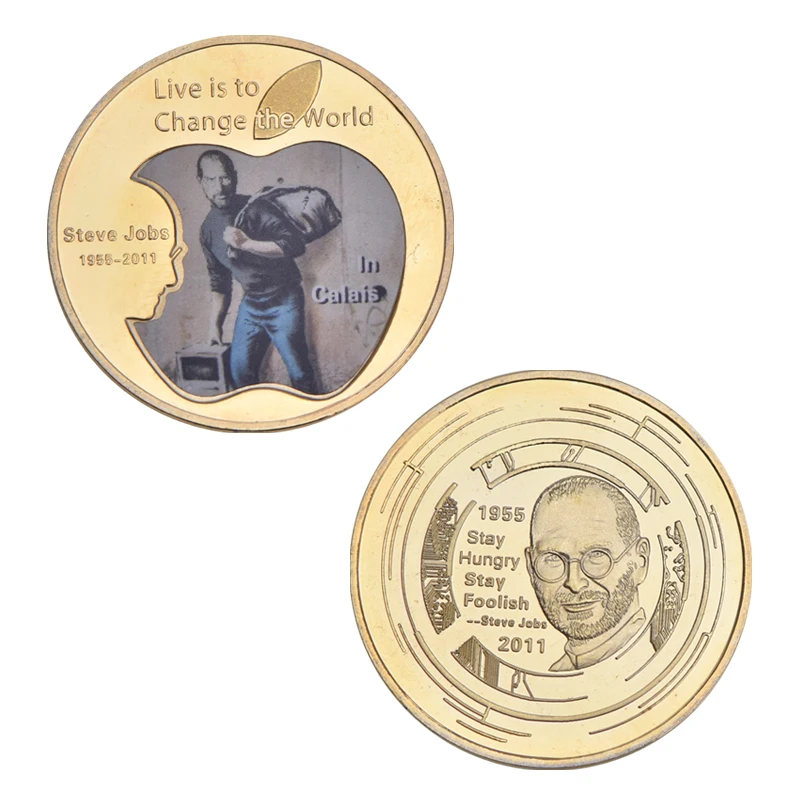 coin 5 WR Steve Jobs золотые коллекционные монеты набор с монетницей США вызов монеты Оригинальные металлические монеты персонализированный подарок дропшиппинг - Цвет: coin 5