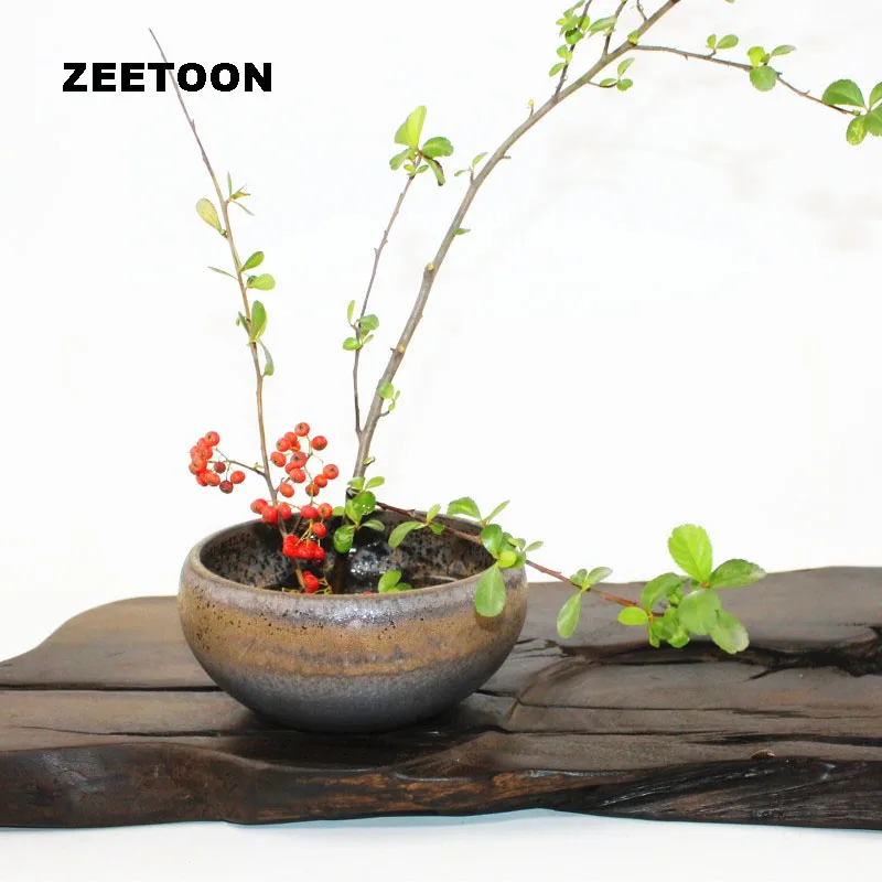 Японская Цветочная ваза чаша для цветов винтажная Ikebana грубая керамика цветочный