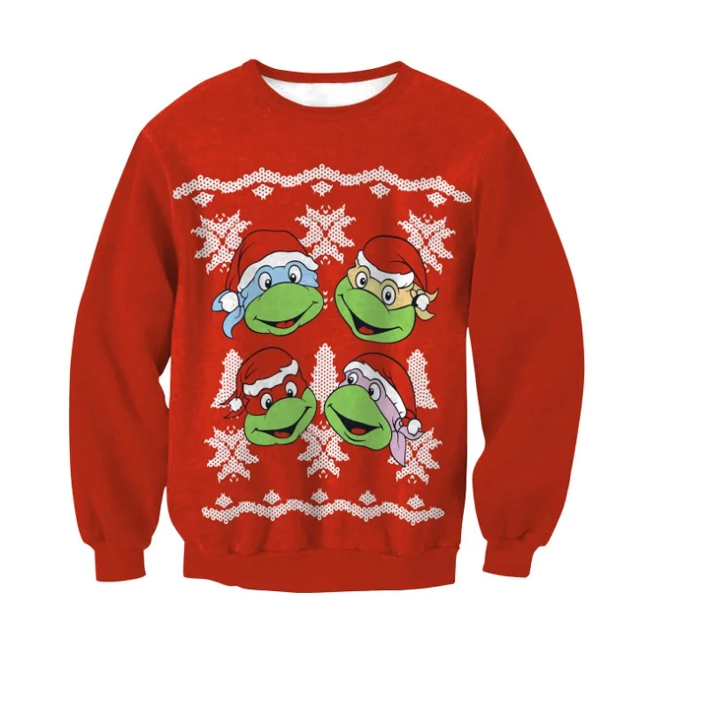 New Christmas Sweater Women/Men Fashion Santa 3D Printed Funny Ugly Sweaters O-Neck Long Sleeve Casual Streetwear | Женская одежда