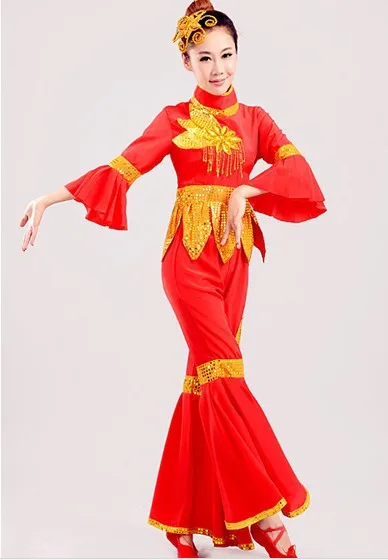 

Fan Dance Costume Women's Classical Clothes Chinese Yangko Dance Costumes Drum Dance Clothes Performance Wear