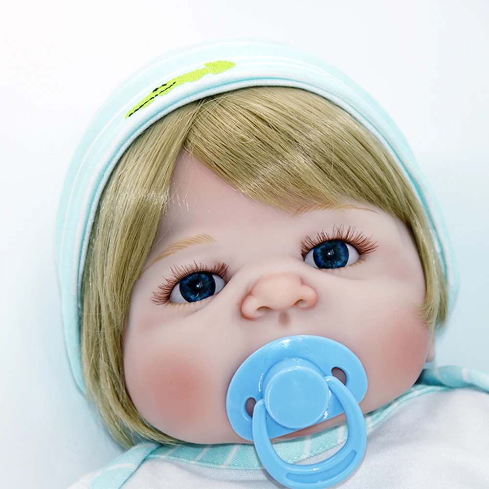 55 см Счастливая кукла &quotкрокодил&quot силиконовый Жесткий боди Reborn Baby boy + blue eyes modle
