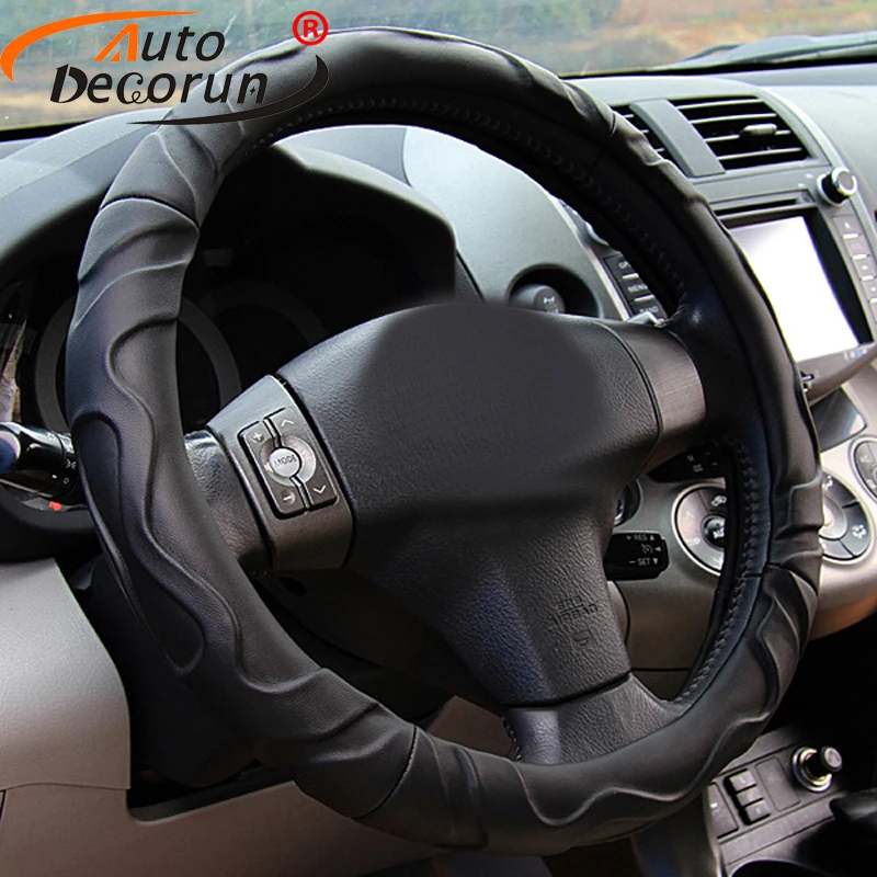 

AutoDecorun искусственная овечья кожа для Fiat Freemont Linea Bravo Punto 500 кожаные чехлы для руля автомобиля 37-38 см