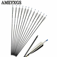 612pcs 31 archery pure carbon arrow spine 500 carbon arrows with turkey feather bow arrow outdoor hunting shooting accessories