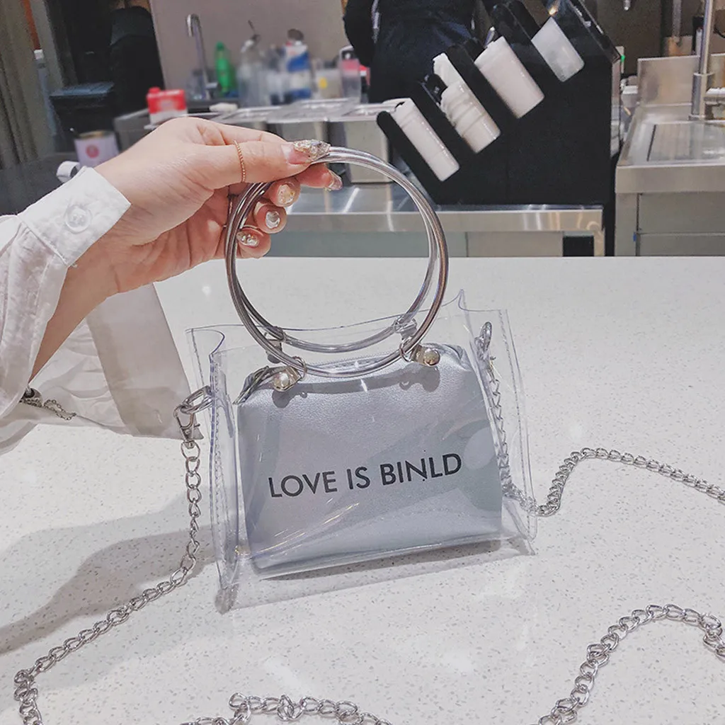 

Woman Bag Trend Lady Transparent Square Shoulder Messenger + Hand Wallet torebki damskie sac a main femme de marque soldes