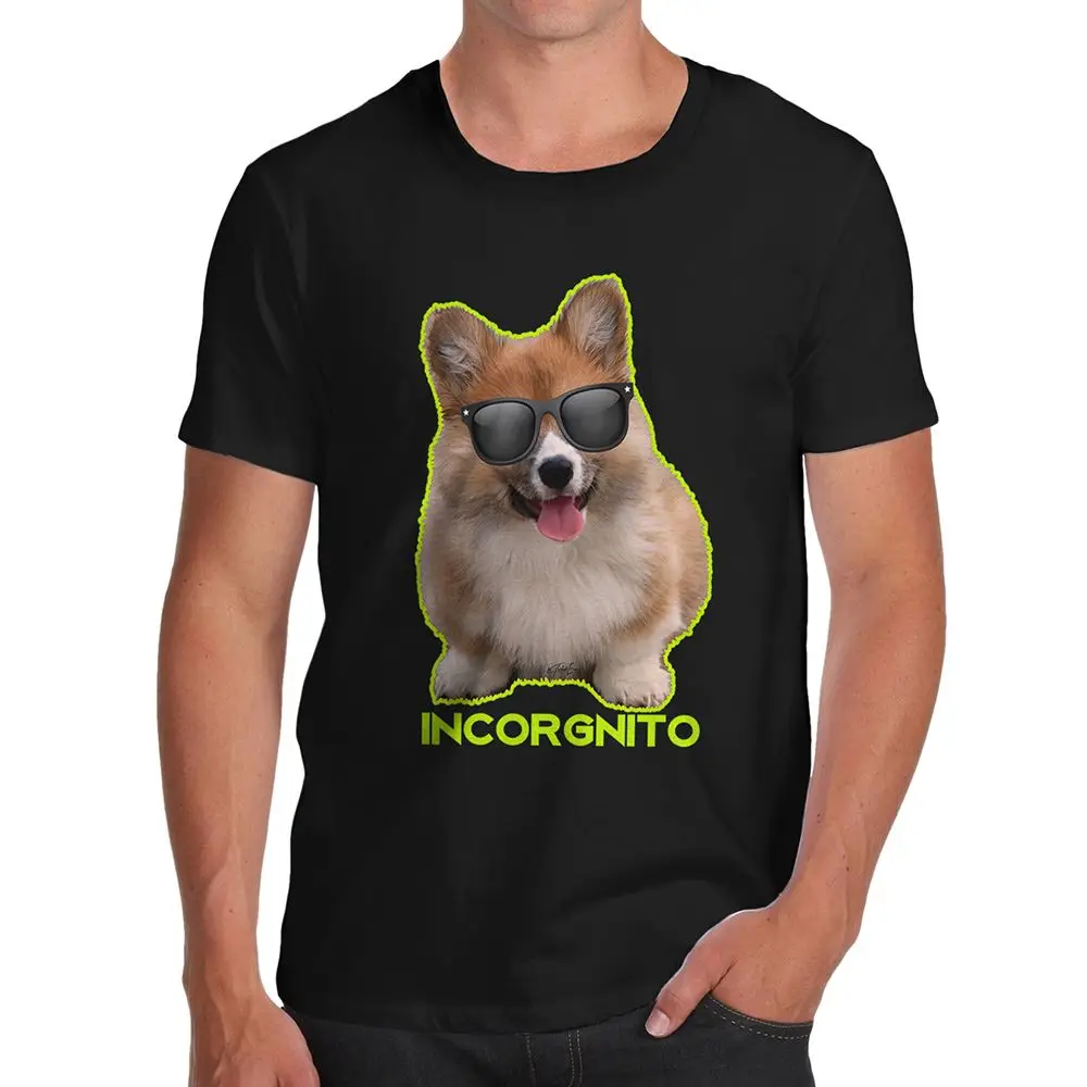 Забавные футболки для мужчин Sarcasm Incorgnito Corgi Мужская футболка с рисунком унисекс