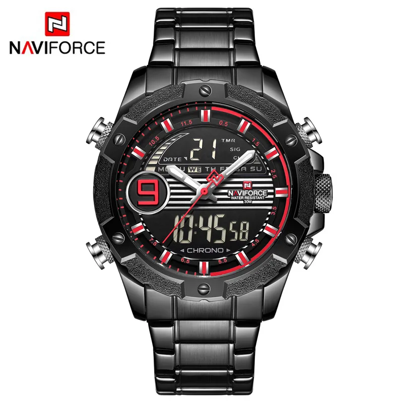 NA914604 without box NAVIFORCE часы Мужские лучший бренд класса люкс цифровые аналоговые спортивные наручные часы военные из нержавеющей стали мужские часы Relogio Masculino 9146 - Цвет: NA914604 without box