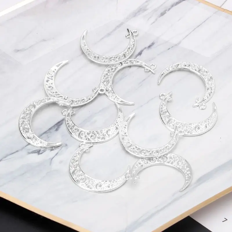 

10Pcs Hollow Moon Luna Crescent Symbol Filigree Charm Pendant DIY Jewelry Making