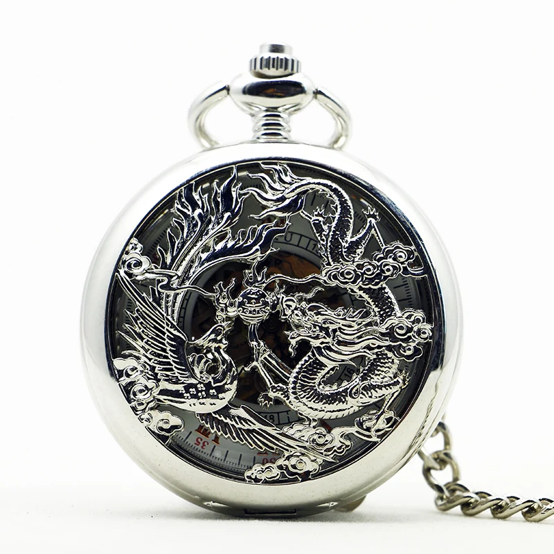 

Silver Hollow Hand-wind Mechanical Pocket Watches with Chian For Women Men Reloj De Bolsillo Snowflake Pattern Watches