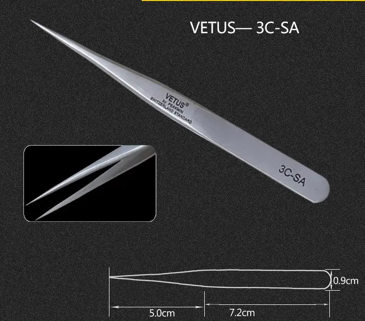 3C-SA VETUS Пинцет для ресниц и бровей 3D/6D объем накладных ресниц для наращивания сверхтонких ресниц Пинцет для наращивания ресниц инструменты для макияжа глаз - Цвет: 3C-SA