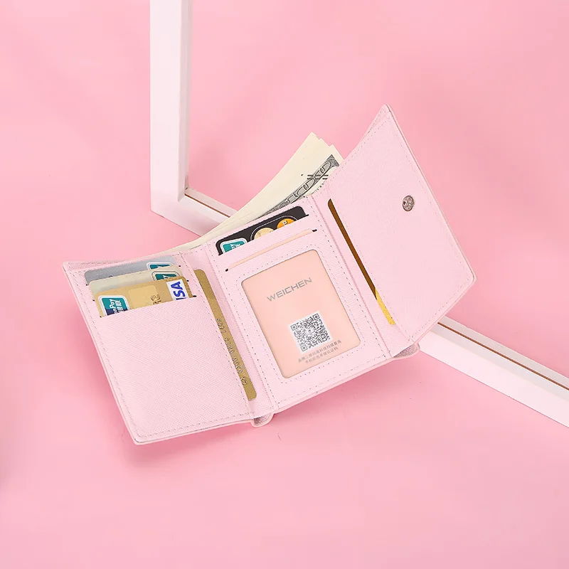 Бренд WEICHEN Trifold Женский кошелек с монетницей сзади шикарные компактные кошельки в