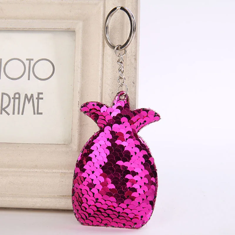 

2018 Unique Cute Sequins Key Chain 1PC 9 Models Mermaid Cat Ananas Star Women And Girls Car Bag Accessories