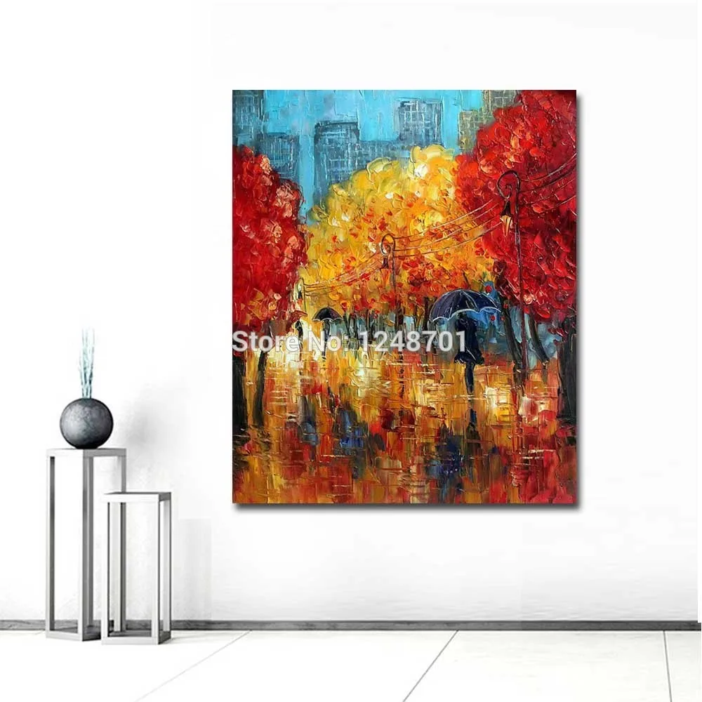 Ручной работы абстрактная Толстая Impasto осень-картина маслом на холсте осенний