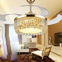 led k9 crystal ceiling fans lamp 110 220v fan 42 inch108cm remote control 3 color temperature free shooping