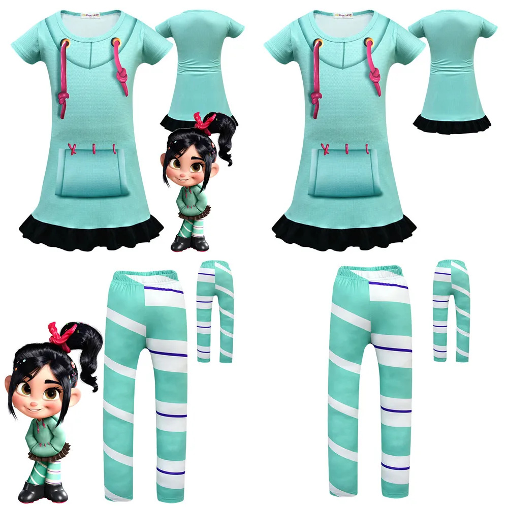 Ральф ломает Интернет: Wreck-It 2 Vanellope von Schweetz Косплей Костюм 2019 детское платье для