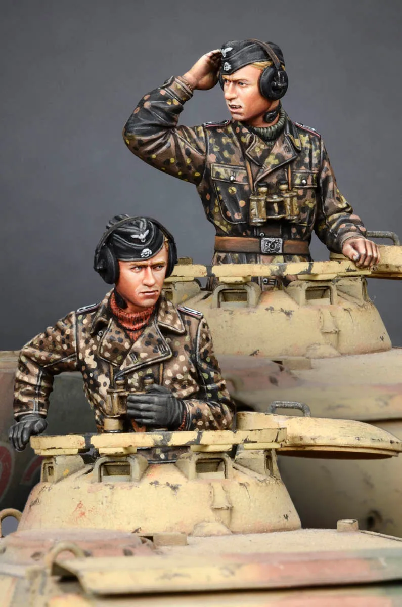 [Tuskmodel] 1 комплект модели из смолы Набор Фигурки WW2 WSS Panzer Commander|model figure kits|resin model