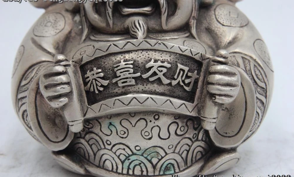 5 китайская белая бронза Серебряная позолота лучшее желаю богатства бог Статуя