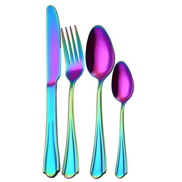 1 set 4pcs Черный набор столовых приборов из нержавеющей стали столовая посуда набор серебряных приборов столовый нож и вилка Прямая поставка - Цвет: 1 set 4pcs