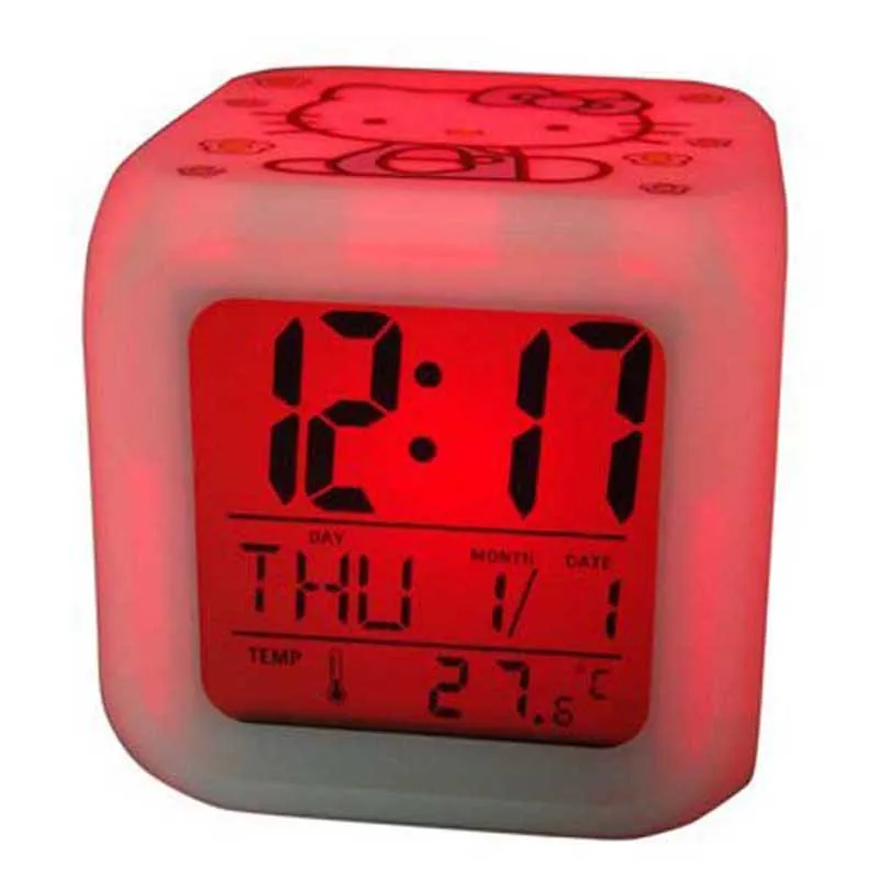 Цифровой будильник светящийся светодиодный 7 цветов Изменение цифровой