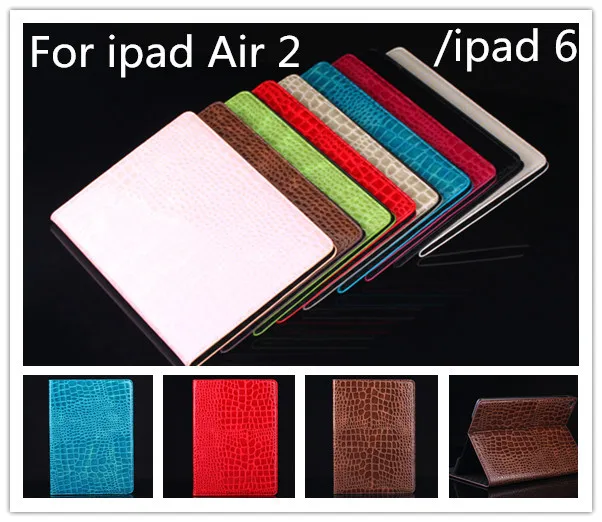 Умный кожаный чехол для Apple iPad Air 2 высококачественный из кожи крокодила с