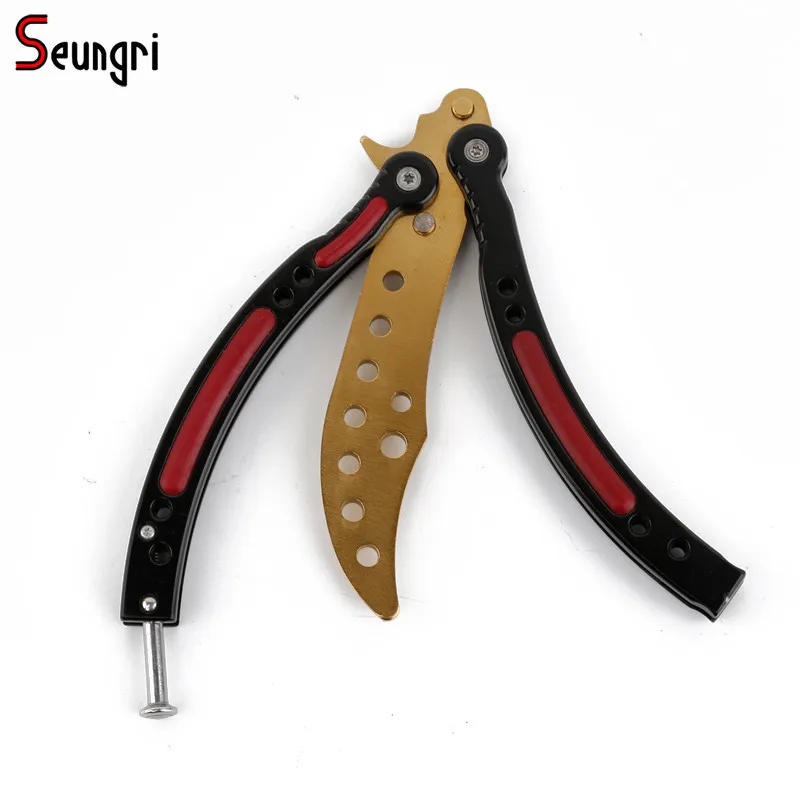 goldblack Тренировочная практика складной Karambit CS GO Коллекция игр Balisong Бабочка нож для тренера подарок для мужчин - Цвет: goldblack