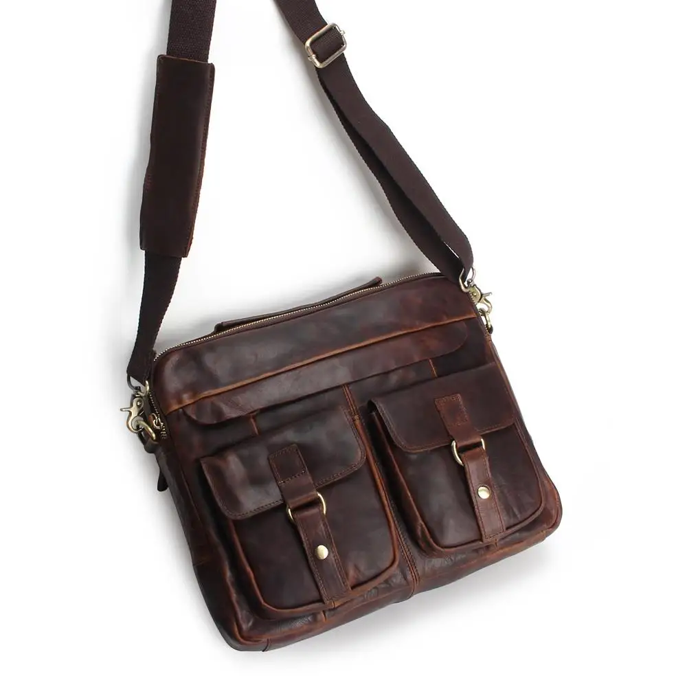 Сумка мужская из натуральной кожи модный саквояж на ремне через плечо мессенджер