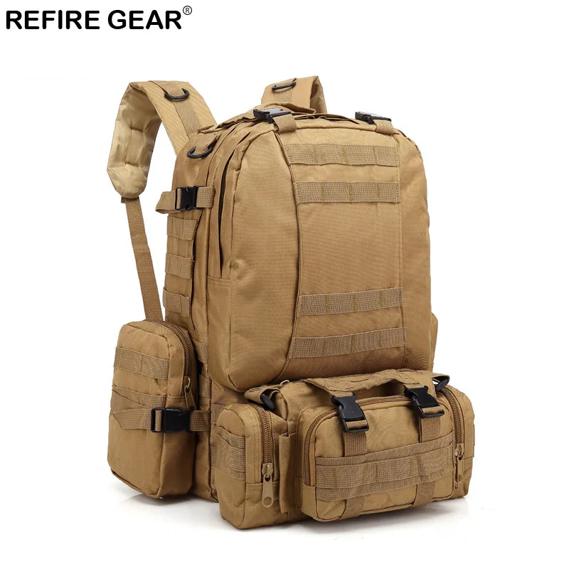 

Refire Gear Outdoor Tactical Camouflage Backpack Multi-function Large Capacity Backpack Hiking Camping Mountain-Climbing Gear