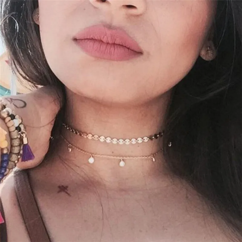 

2020 New Boho Jewelry Multi Layer Beads Choker Necklaces for Women Charming Fashion Pendant Vintage Collier Sexy Girl Necklace