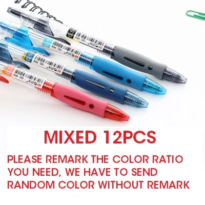 12PCS MIX COLOR Andstal, Китай, № 1, выдвижная гелевая ручка, 0,5 мм, M& G, черный, синий, красный, гелевая ручка для заправки, школьные канцелярские принадлежности, канцелярские ручки - Цвет: 12PCS MIX COLOR
