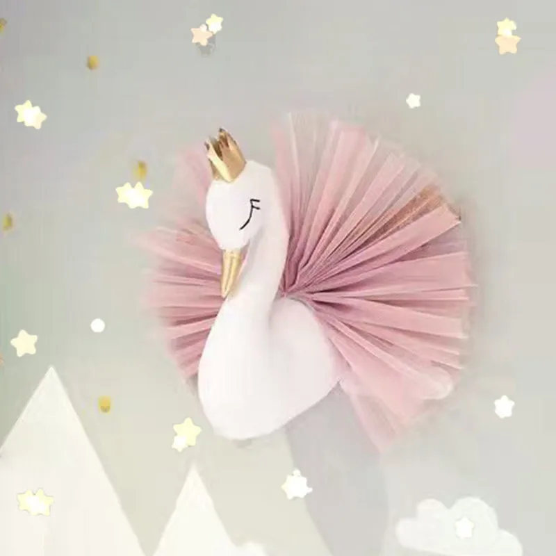 Инс Корона Лебедь животные игрушки голова настенный Декор Детская кукла