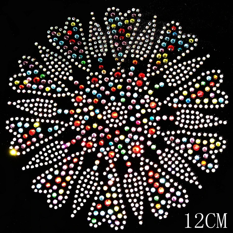 

2pc/lot Multicolor flower hot fix rhinestone motif designs flatback hot fix rhinestone applique sticker design stone