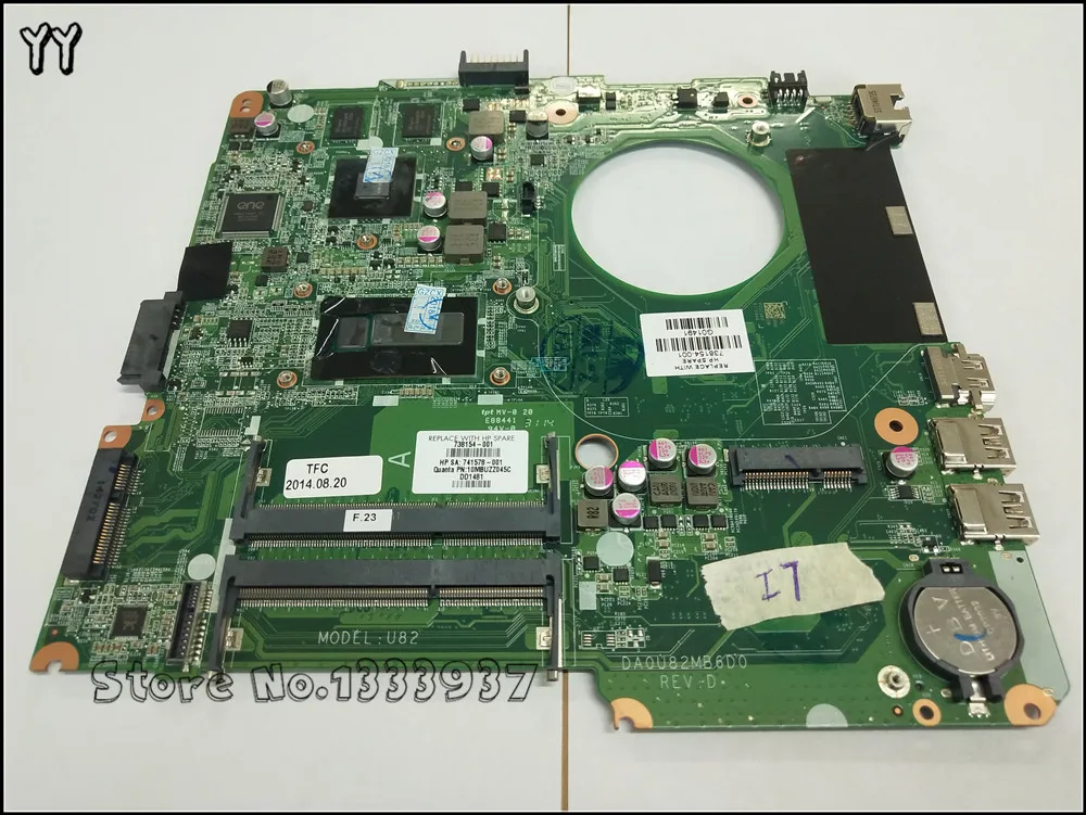 Материнская плата для ноутбука Pavilion 14 N материнская DA0U82MB6D0 REV:D 738154 001 741578 U82 I7 4500U SR16Z