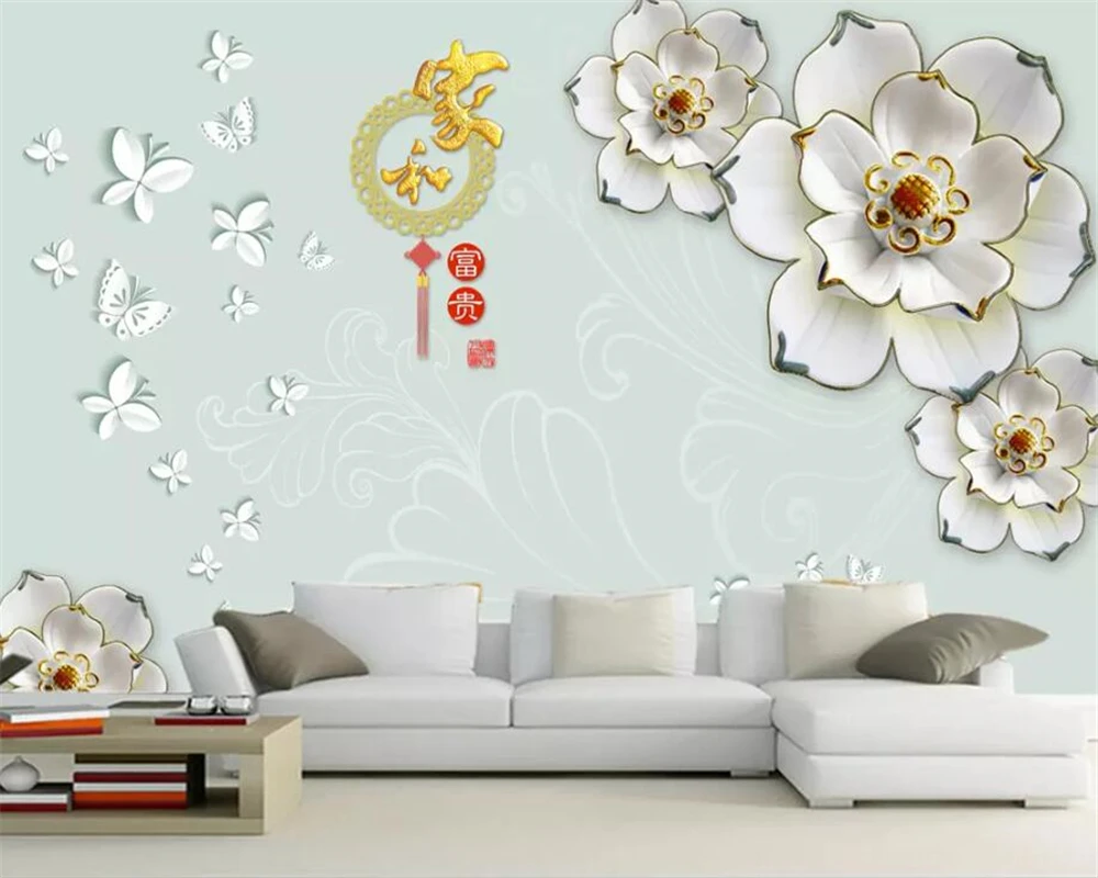 Обои на заказ 3D настенная рельефная простая Домашняя и богатая ТВ фон обои