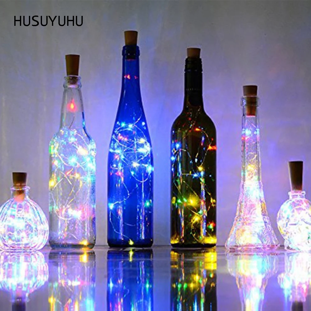 HUSUYUHU 2 м пробковая стеклянная бутылка для вина светодиодные гирлянды
