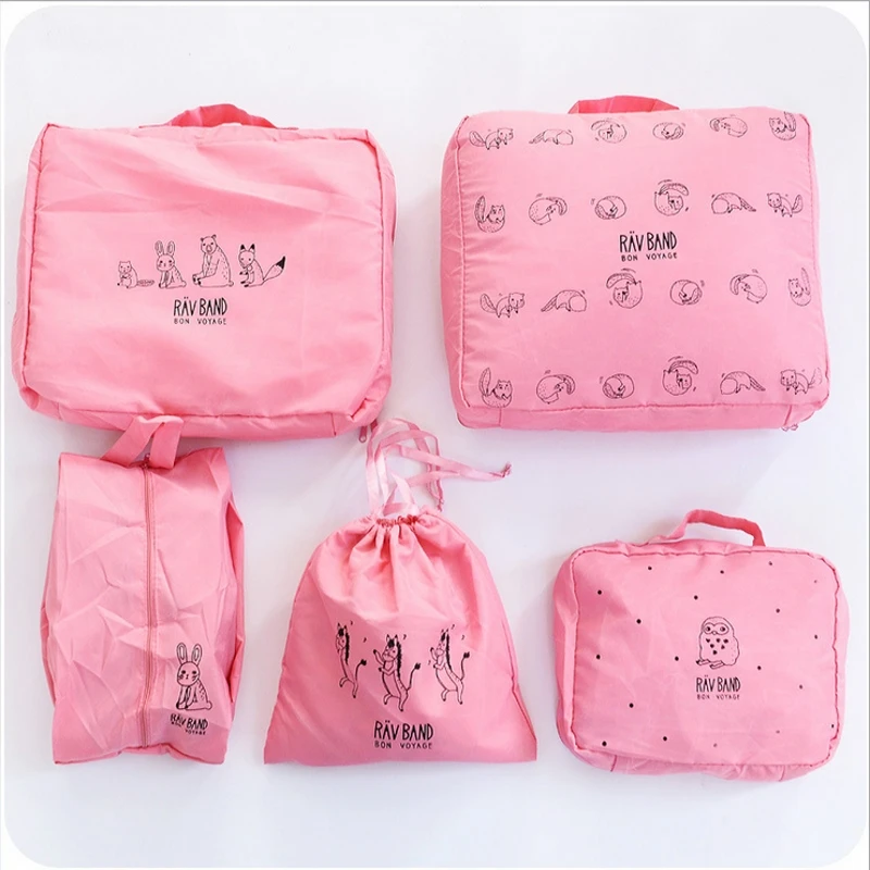 Набор из 5 штук милых животных. Переносные сумки для хранения одежды с молнией органайзер для чемоданов, ручной сумки и отделителя контейнера.