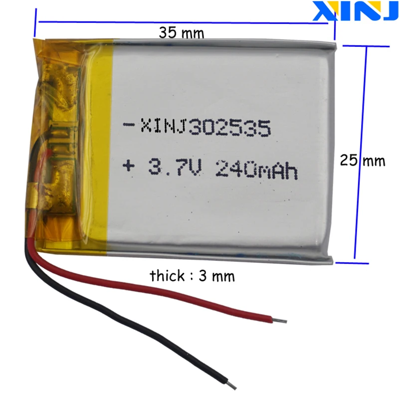 XINJ 3,7 V 240mAh литий-полимерная батарея lipo cell 302535 для gps Sat Nav вождения Запись наушники DIY камера dvc DVR MP4 часы