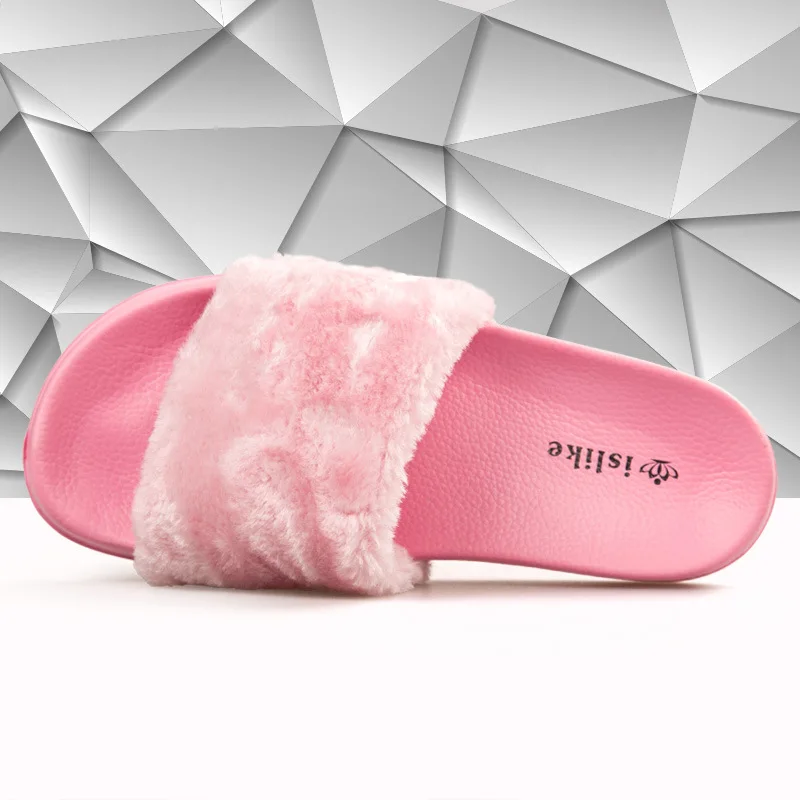Шерсть женщин Платформы Тапочки 2017 Мода Удобные Дизайнер Флип-Флоп Дамы Плюшевые