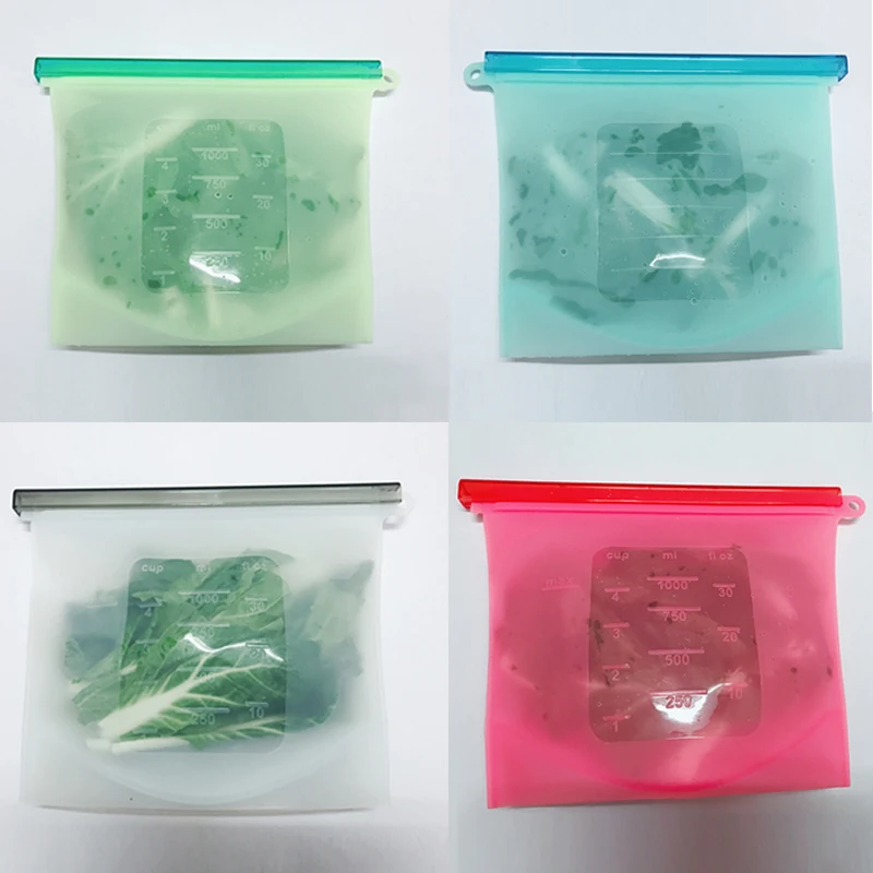2 шт. 1000 мл многоразовый Силикон вакуумный Ziplock мешок кухонный холодильник свежая