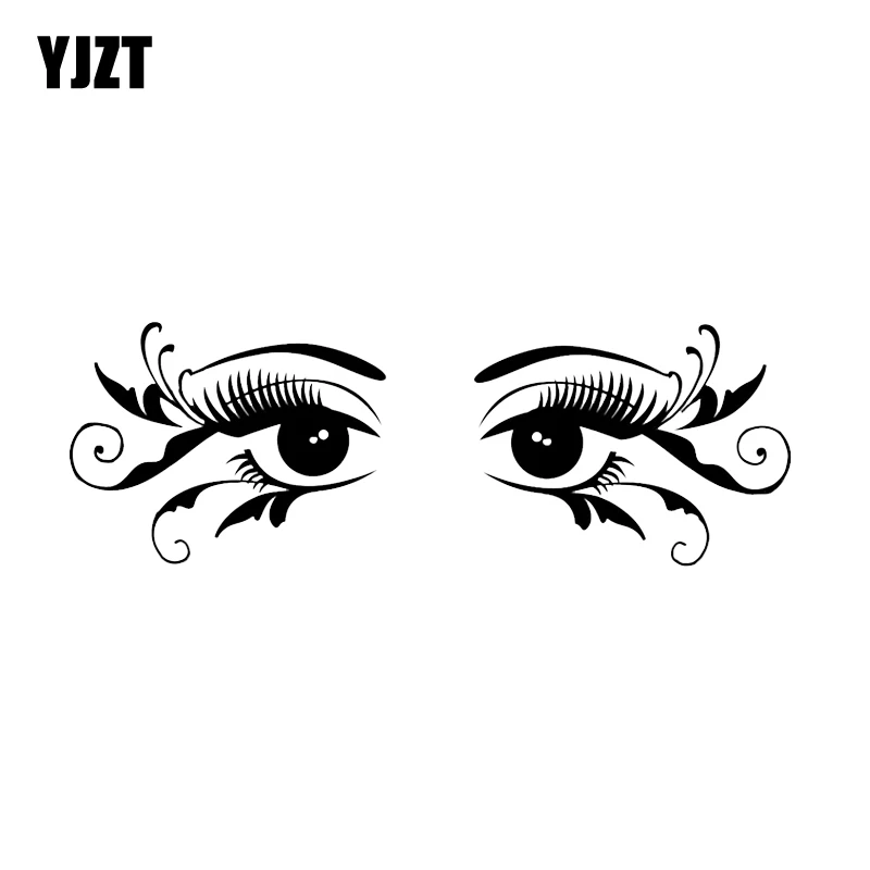 

YJZT 15,3*4,4 см загадочная Красивая привлекательная девушка глаза Автомобильная наклейка высокое качество Декор винил черный/серебряный цвет