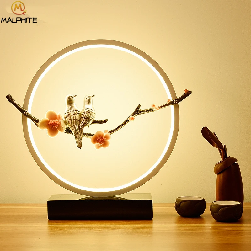 

Plum Bird Zen Buddhism Decoration LED table lamp Home Decorations Living room Bedroom bedside lamp Home Deco lighting fixtures