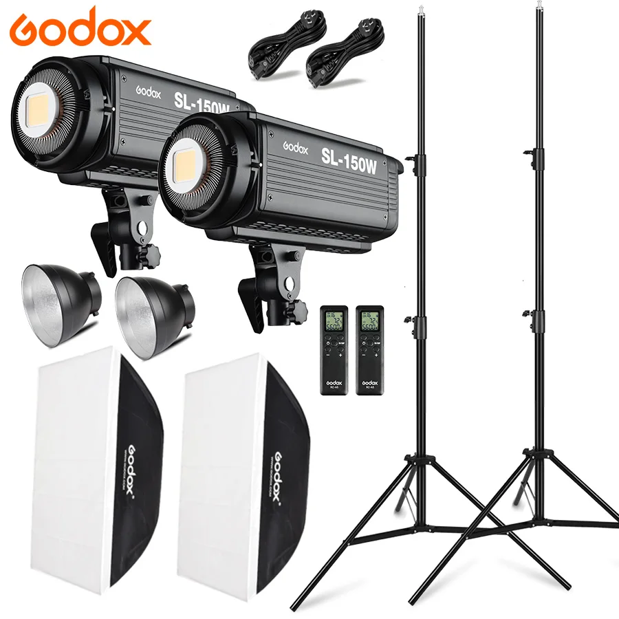 

Аксессуары для фотостудии Godox 2x SL150W, светильник для фотостудии, лампа ing Kit 5600K Светодиодная лампа для освещения видео светильник Лампа 2x софт...