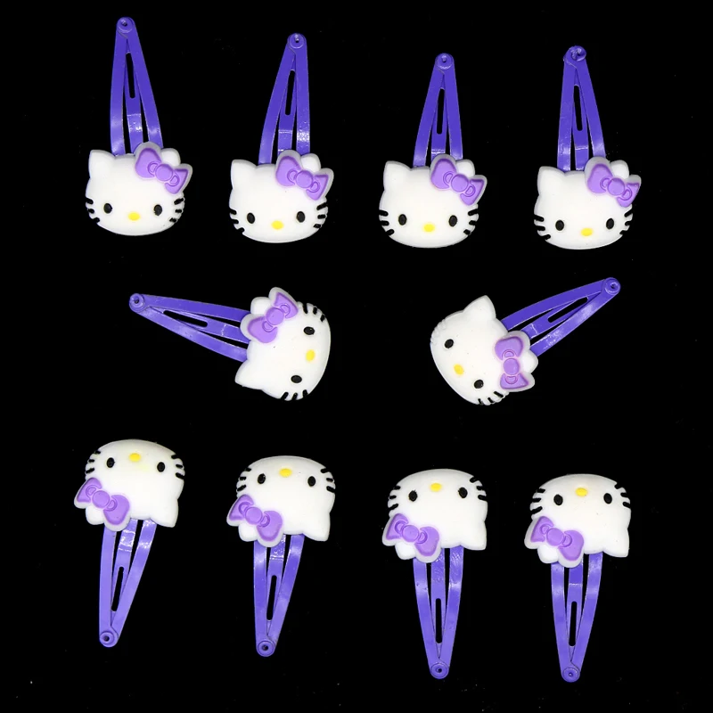 Purple Clip 12 шт., hello kitty, эластичные резинки для волос, заколки для волос, для девочек, конский хвост, резинки, милые резинки для волос, резинки, резинки, аксессуары для волос - Цвет: Purple Clip