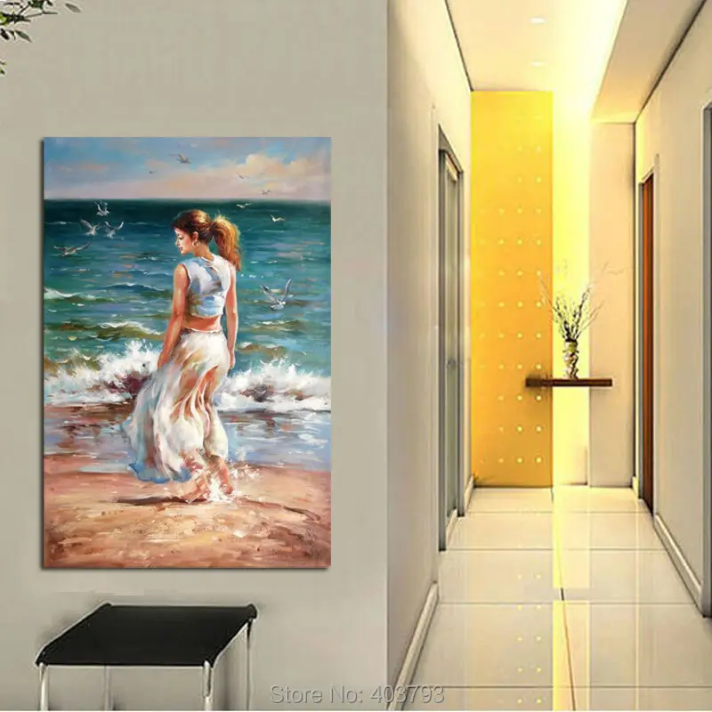 100% роспись вручную абстрактное искусство холст картина маслом фигурка женщины