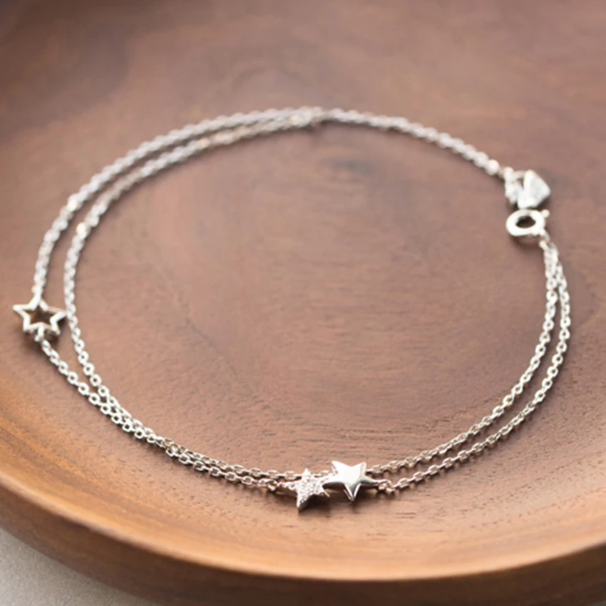 Браслеты и обручи Kinitial с полыми звездами новые модные женские двойные в форме