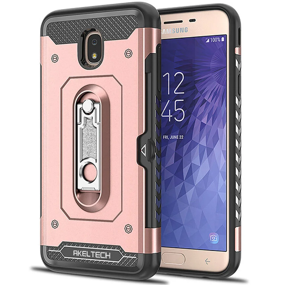 Двухслойный металлический чехол-подставка и держатель для карт Samsung Galaxy J7 2018/J7 V 2nd