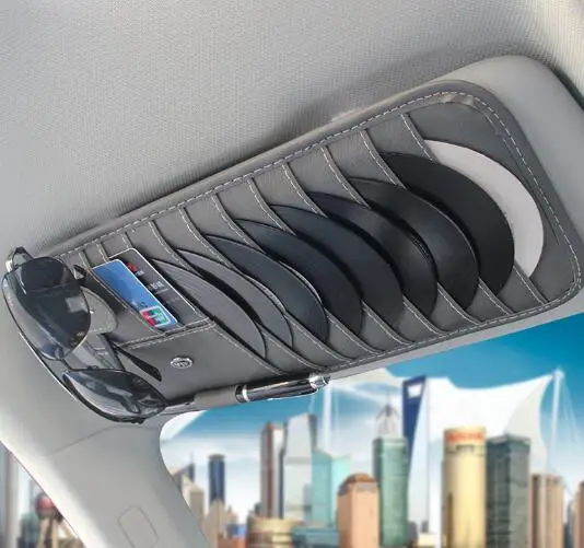 Автомобильный кожаный многофункциональный CD ящик для хранения автомобиля