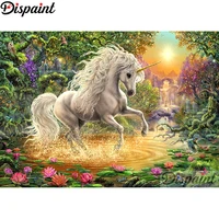 dispaint full squareround drill 5d diy diamond painting unicorn flower embroidery cross stitch 3d home decor a10738