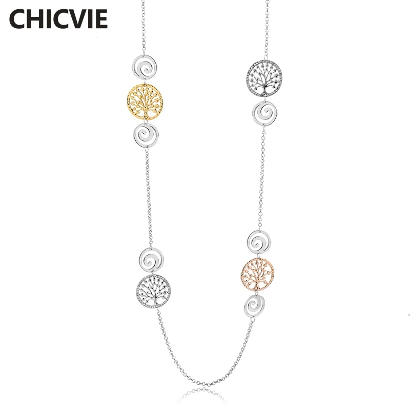 

CHICVIE Necklace Women Fine Jewelry Long Chain Pendant Necklace Long Sweater Necklace For Woman Statement Necklaces SNE170102