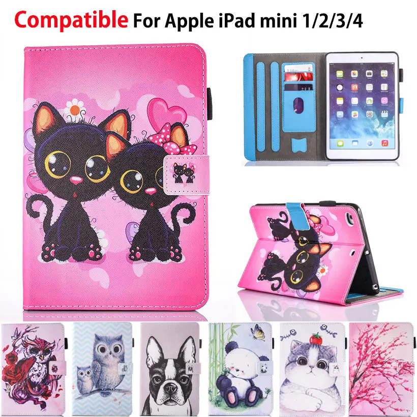 Модный мультяшный силиконовый чехол из искусственной кожи для Apple iPad Mini 1 2 3 4 7 9