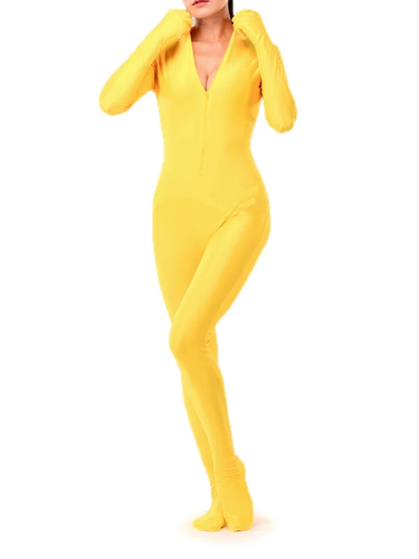 BetterParty желтый спандекс лайкра унисекс зентай костюм с высоким горлом|zentai