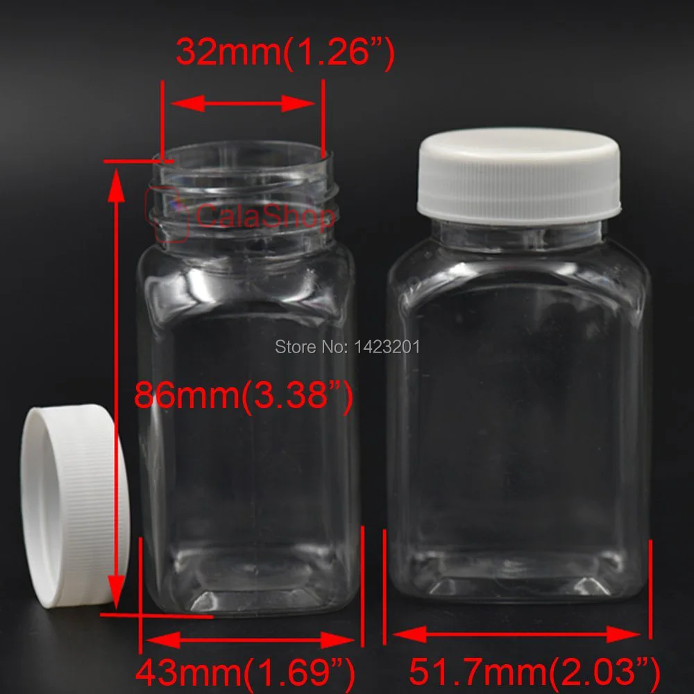 Пустые пластиковые флаконы для образцов 10 шт./лот 120 мл квадратная крышка с
